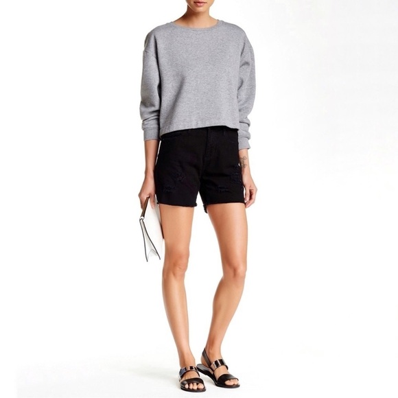 DL1961 x REVOLVE Monet Ultra High Rise Distressed Cutoff Black Denim Shorts, 25 - Picture 2 of 11